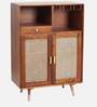 Berlin Solid Wood Bar Cabinet In Teak Honey Finish