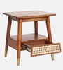Berlin Solid Wood End Table In Teak Honey Finish