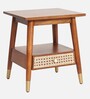 Berlin Solid Wood End Table In Teak Honey Finish