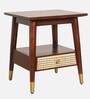Berlin Solid Wood End Table In Walnut Finish