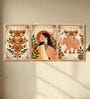 Traditional Indian Woman & Elephant Wall Art Set of 3