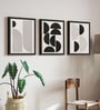 Modern Black & Beige Abstract Wall Art Framed Set of 3