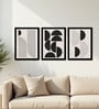 Modern Black & Beige Abstract Wall Art Framed Set of 3