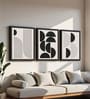 Modern Black & Beige Abstract Wall Art Framed Set of 3