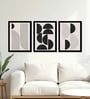 Modern Black & Beige Abstract Wall Art Framed Set of 3