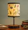 Botanical Printed Fabric Shade Table Lamp with Wooden Base