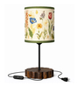 Botanical Printed Fabric Shade Table Lamp with Wooden Base