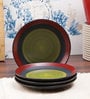 Bottle Green & Maroon 7 Inch (Set of 4) Ceramic Quarter Plate