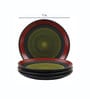 Bottle Green & Maroon 7 Inch (Set of 4) Ceramic Quarter Plate