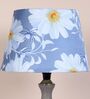 Bottle Shape Mangowood Table Lamp With Narcissue Floral Print Satin Shade
