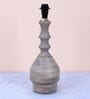 Bottle Shape Mangowood Table Lamp With Narcissue Floral Print Satin Shade