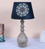 Bottle Shape Mangowood Table Lamp With French Floral Print Satin Shade