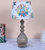 Bottle Shape Mangowood Table Lamp With English Oak Print Satin Shade