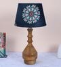 Bottle Shape Tan Color Mangowood Table Lamp With French Floral Print Satin Shade