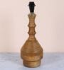Bottle Shape Tan Color Mangowood Table Lamp With Dahlia Floral Print Satin Shade