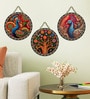 Set of 3  Floral Tree Peacock Round Wall Art