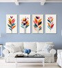 Flowers Wall Painting Canvas Set of 4 Gold Frame
