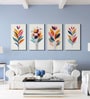 Flowers Wall Painting Canvas Set of 4 Stretch Canvas Frame