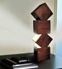 Coffeewalnut Handmade Wooden Tabe Lamp With Geometrical Fengshu Design