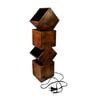 Coffeewalnut Handmade Wooden Tabe Lamp With Geometrical Fengshu Design