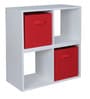Set of 2 Birch Wood Box Storage Cabinets in White
