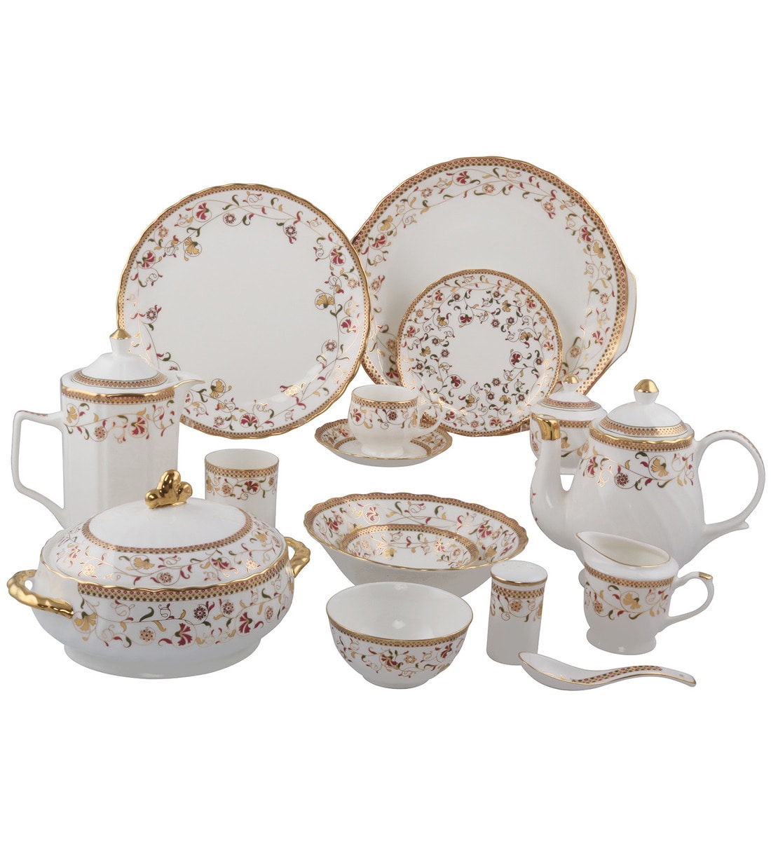 Buy Dsk Jewel Fine Bone China Dinner Set Set of 58 by BP Bharat