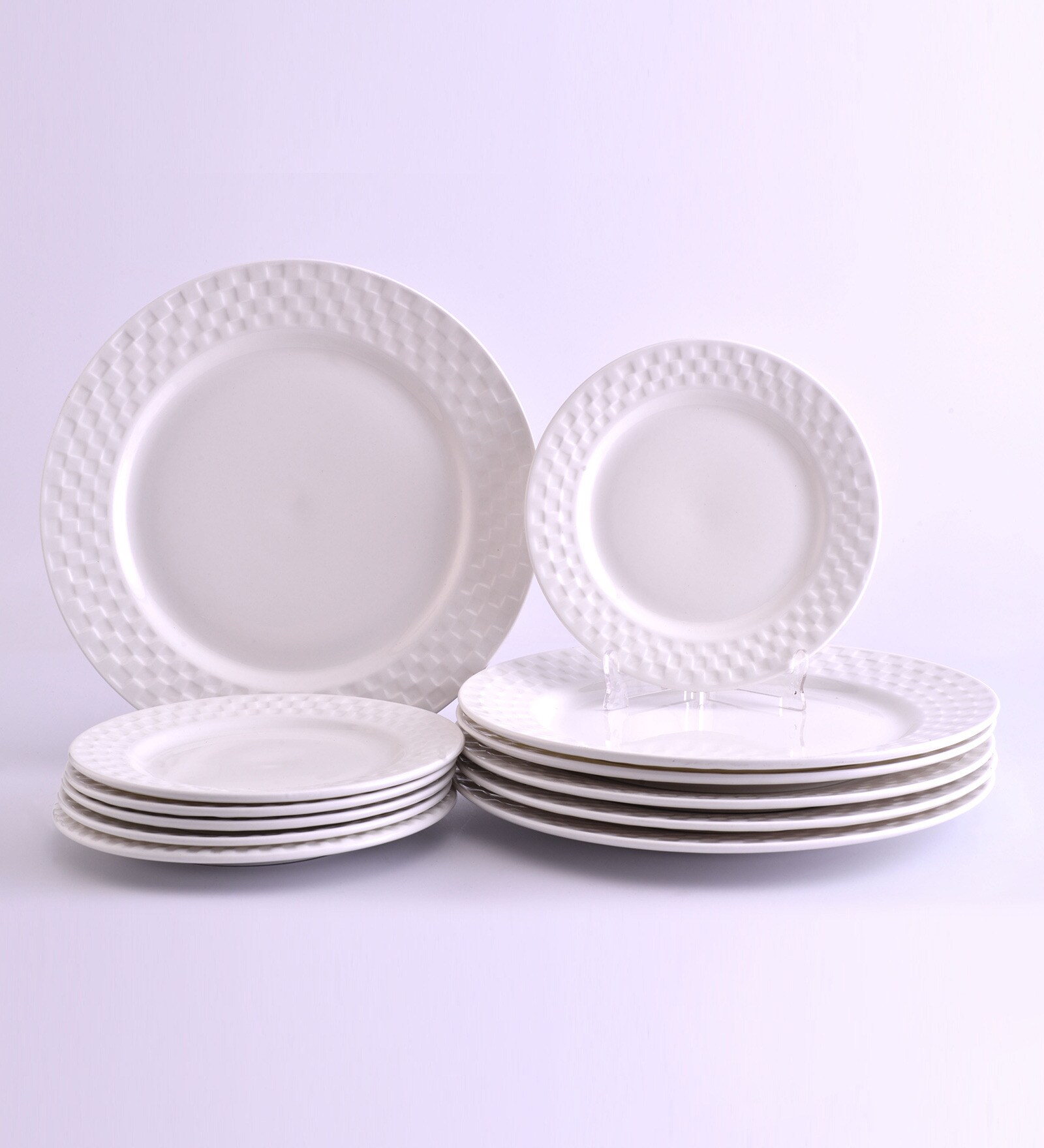 Buy BP Bharat Checkers White Bone China 12piece Plates Set Online Bone China and Porcelain