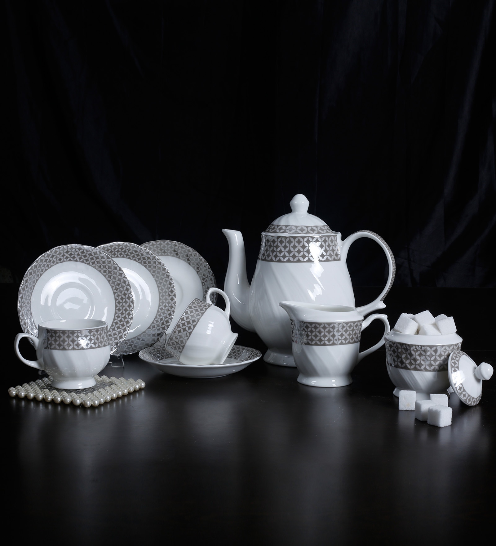 Buy BP Bharat Tsk Monarch Fine Bone China Tea Set Set of 15 Online