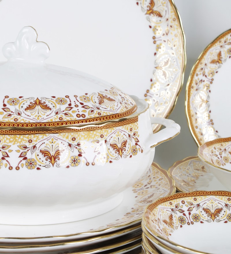 Buy Bone China Dinner Set Set of 21 by BP Bharat Online Bone China