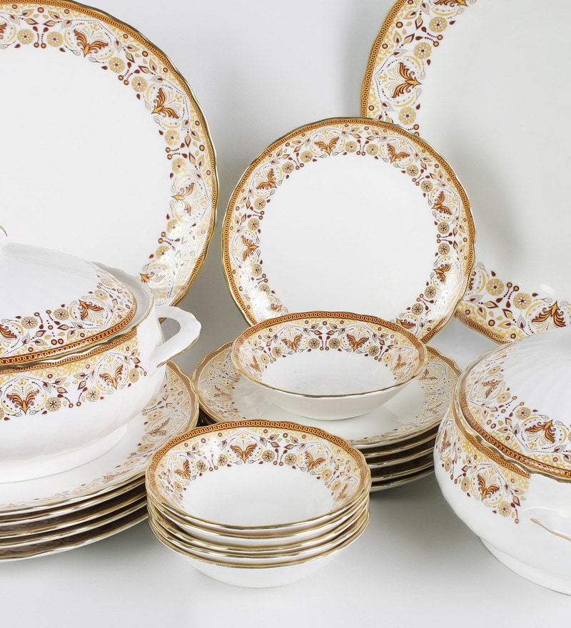 Buy Bone China Dinner Set Set of 21 by BP Bharat Online Bone China