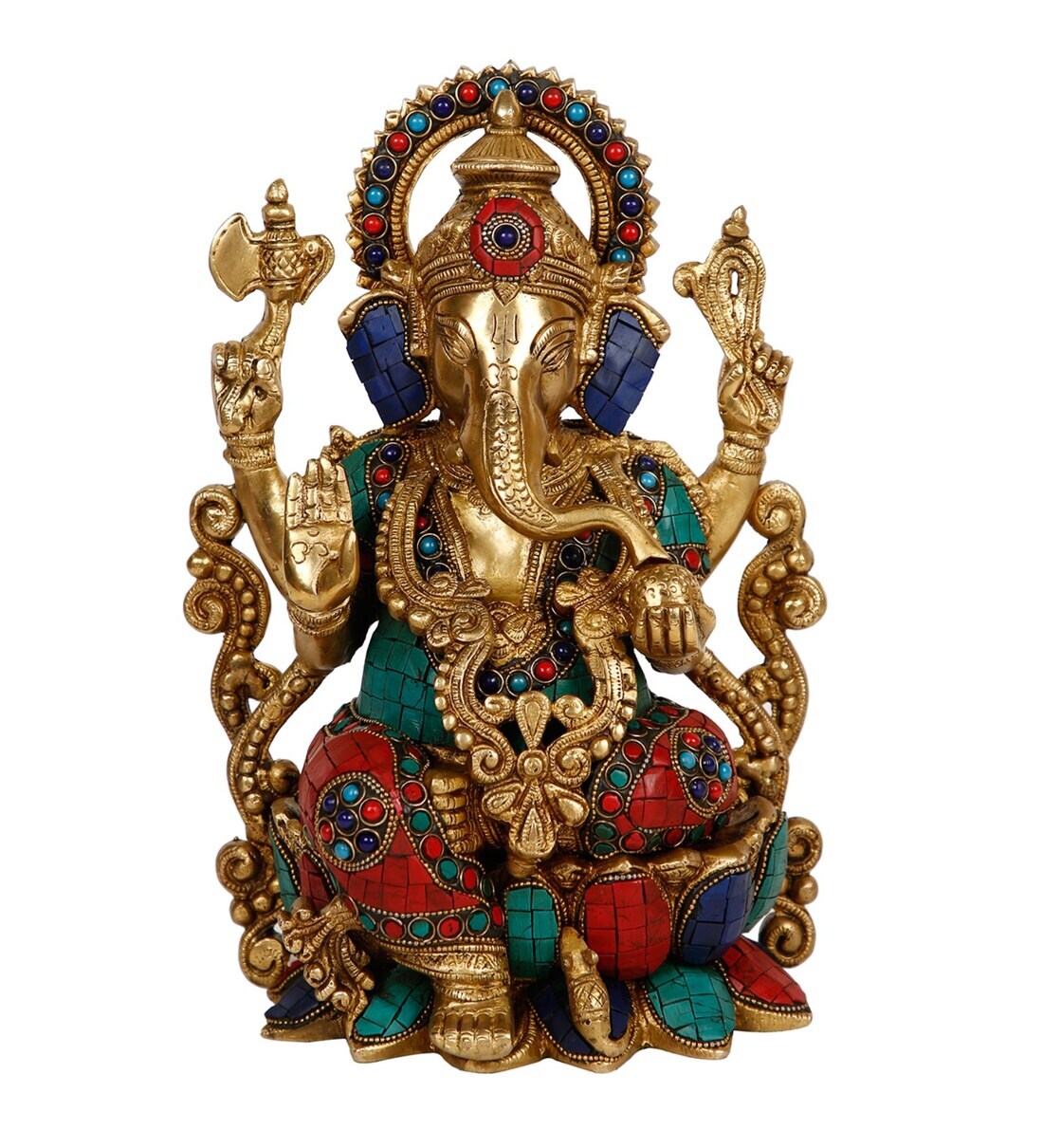 Buy Brass 12.5 Inch Brass Ganesha Idol By Craftvatika Online - Ganesha ...