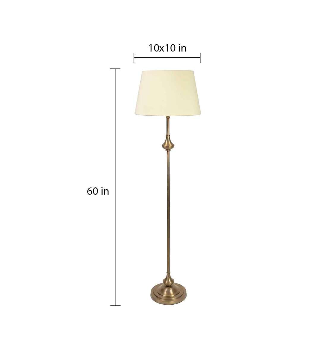 Buy Cream Cotton Shade Club Floor Lamp With Aluminium Base By KP Lamps