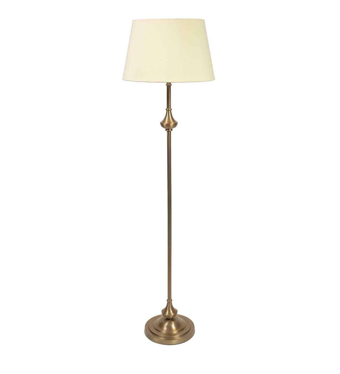 Buy Cream Cotton Shade Club Floor Lamp With Aluminium Base By KP Lamps