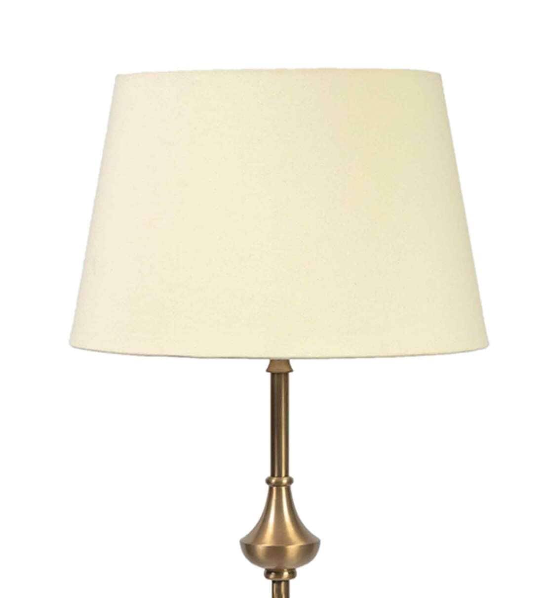 Buy Cream Cotton Shade Club Floor Lamp With Aluminium Base By KP Lamps