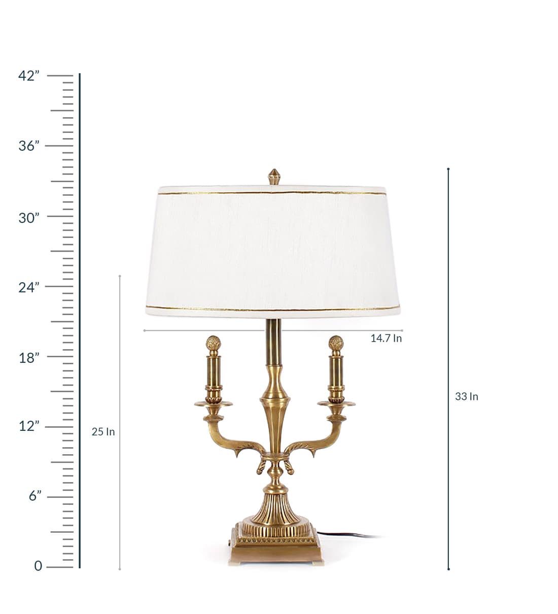 Buy White Fabric Shade Table Lamp with Gold Base by Kapoor E