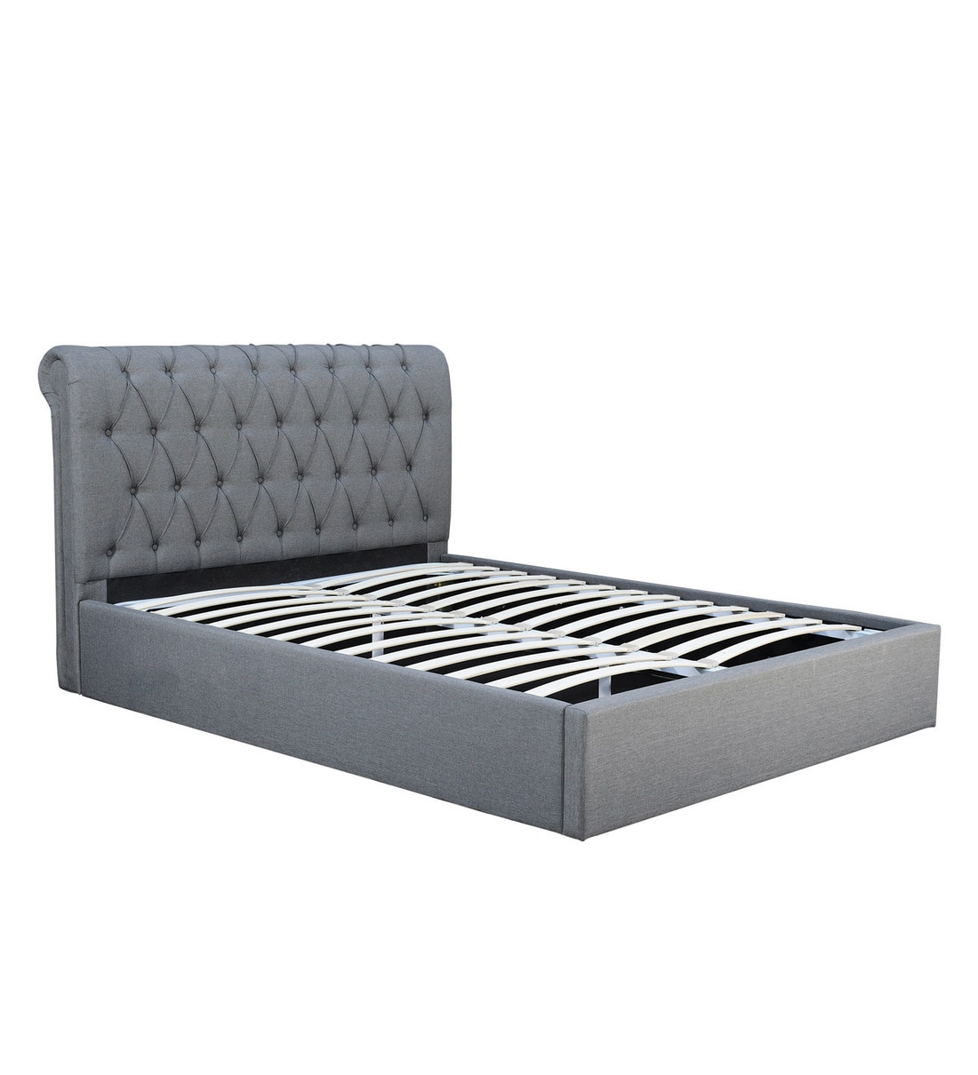 Buy Brayan Upholstered King Size Bed With Hydraulic Storage In Light 