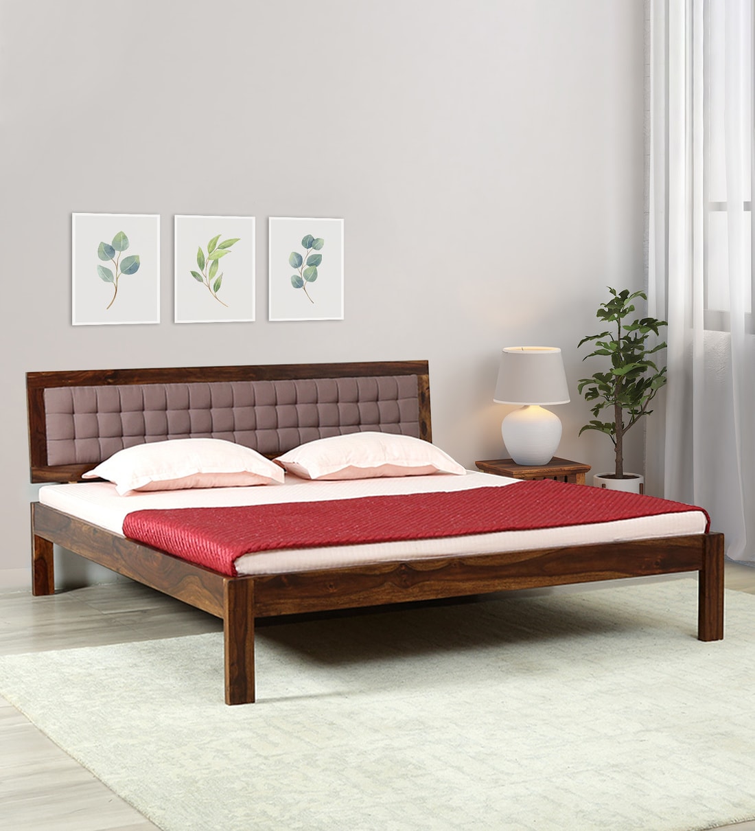 Buy Bordeaux Sheesham Wood King Size Bed In Provincial Teak Finish With