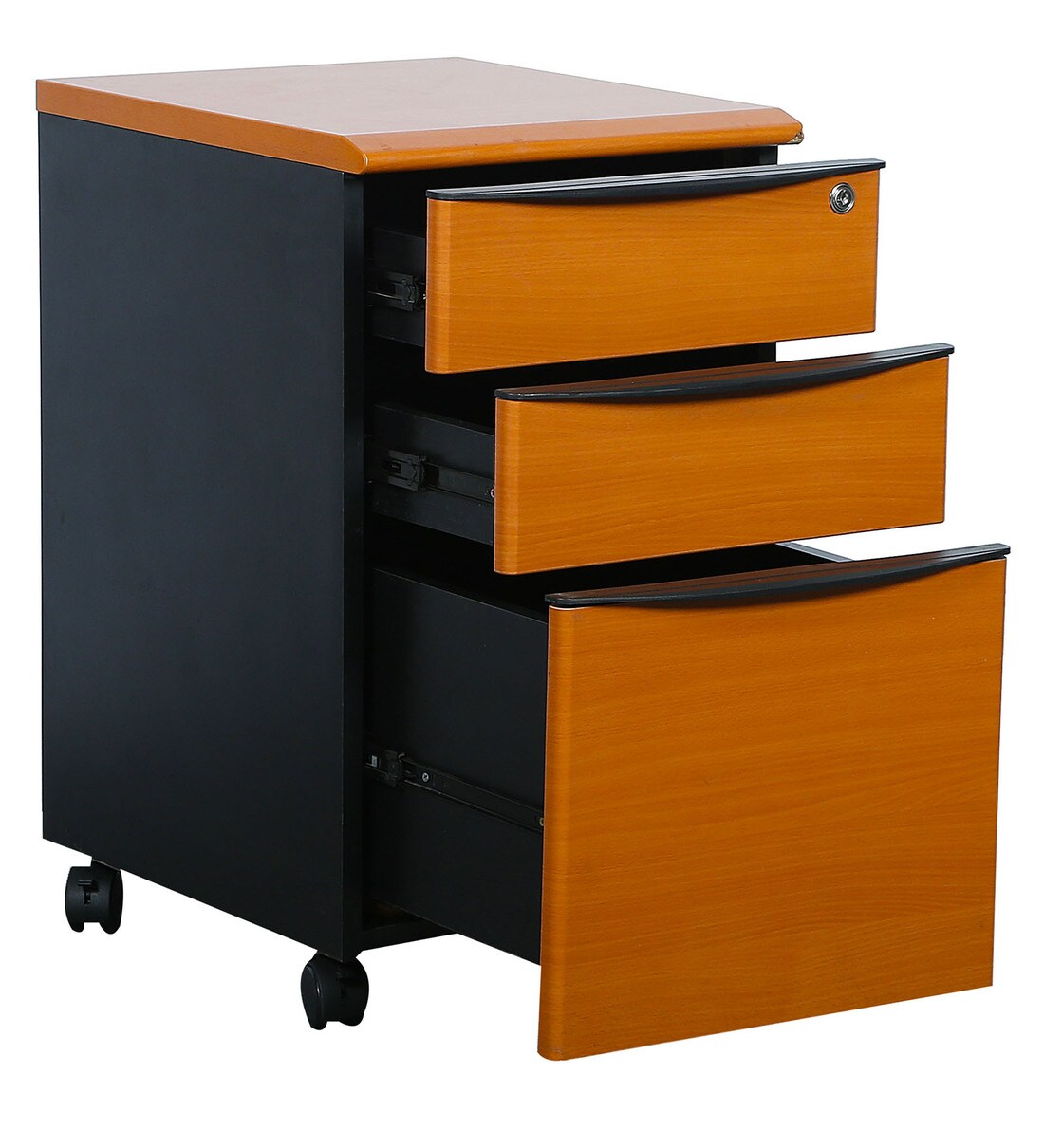 Buy Brisbane 3 Drawer Mobile Pedestal With Centerlised Lock In Cherry Finish By Parin Online