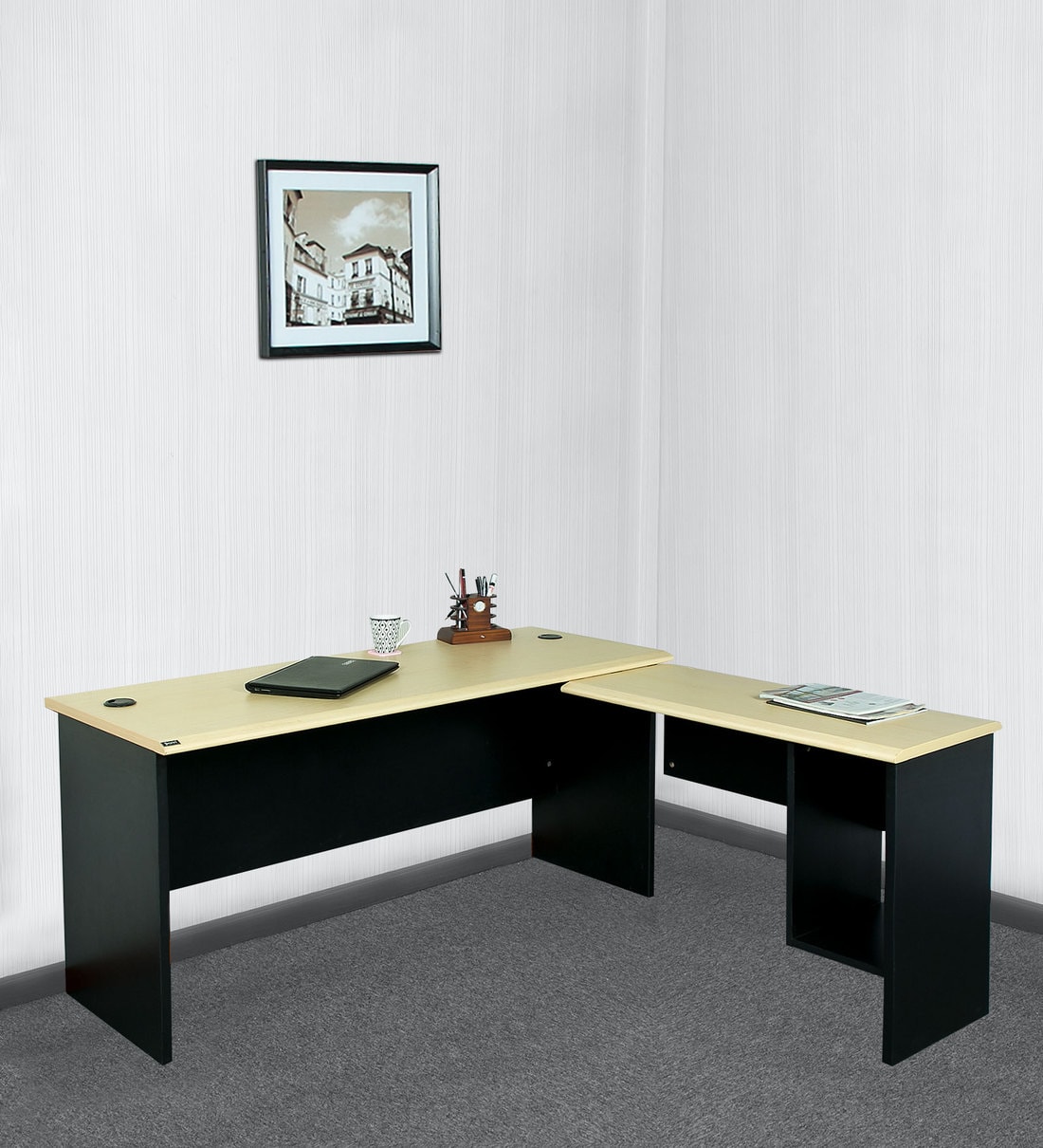 Buy Brisbane Executive Table with Side Runner In Mapple Finish by Parin
