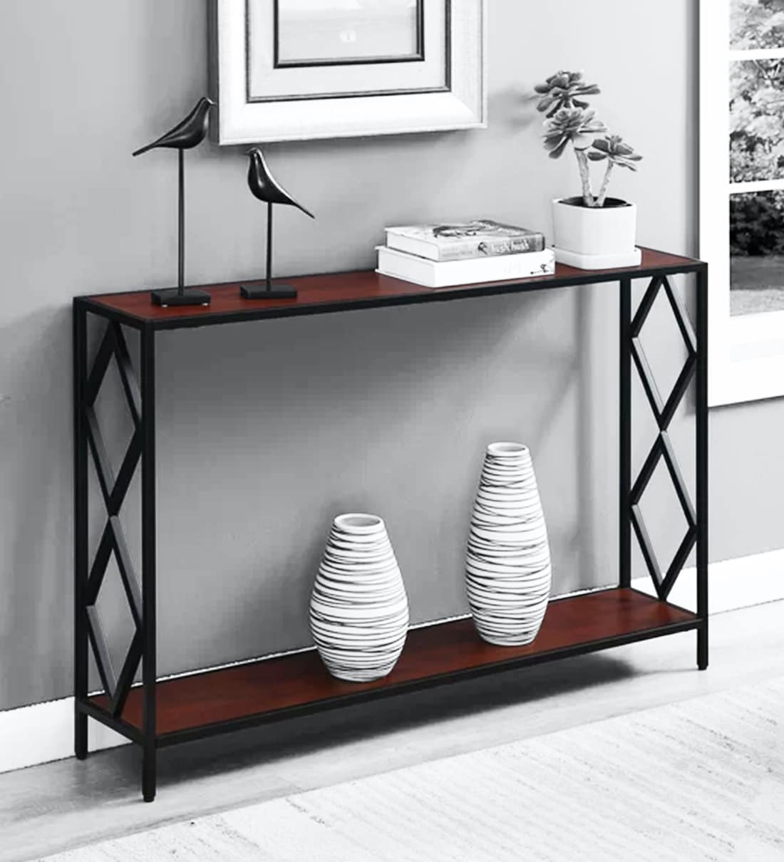 Buy Kevin Console Table in Brown & Black Colour by Furncasa Online
