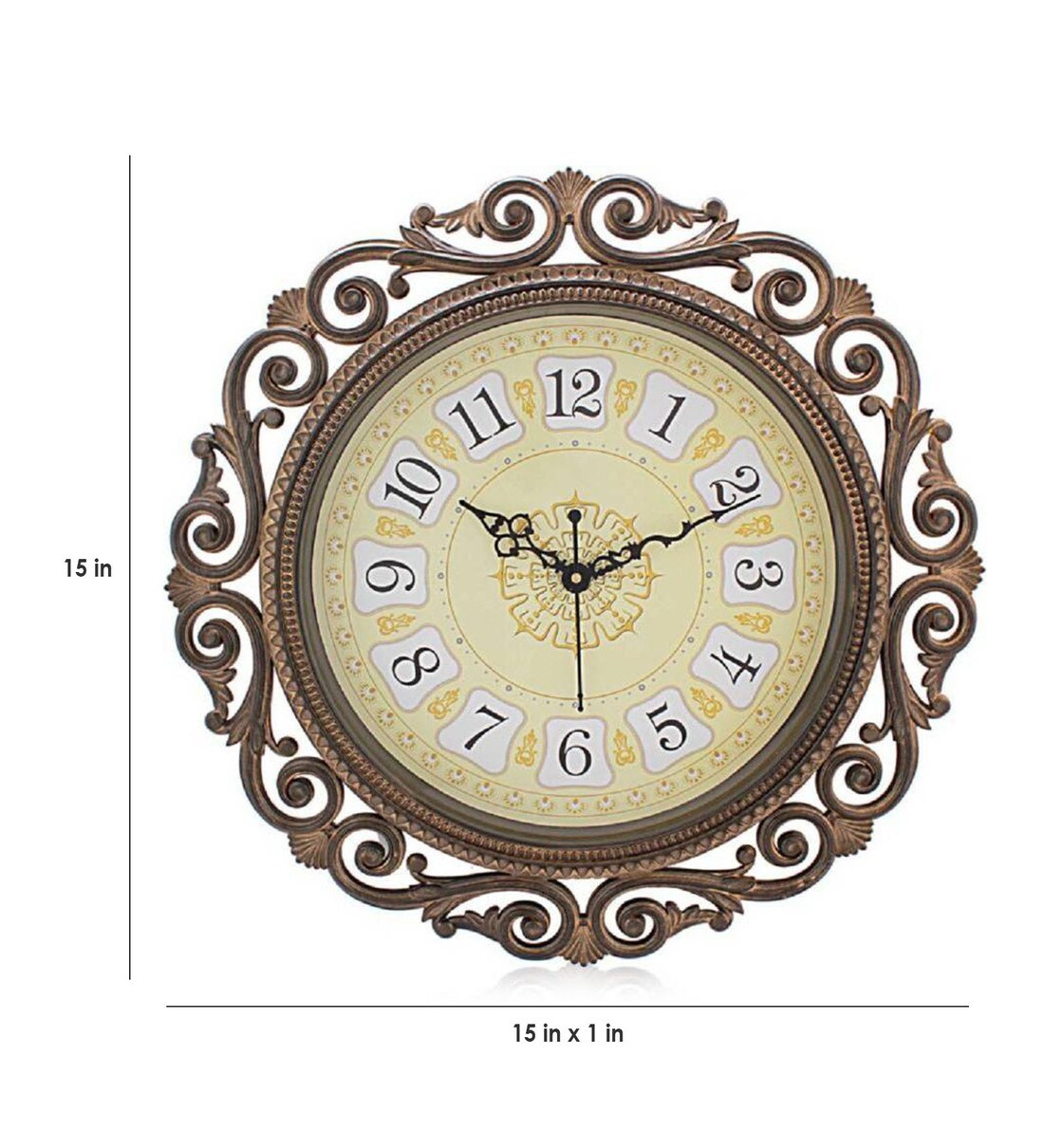 Buy Bronze Plastic Analog Wall Clock by Art Of Jodhpur Online Modern