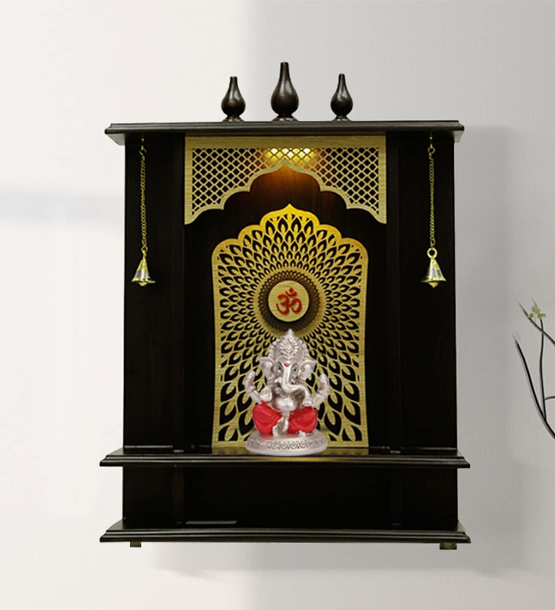 Buy Brown Mdf Hand Crafted Religious Royal Home Mandir With Led By Creata Poojaghar Online Mandirs Spiritual Home Decor Pepperfry Product