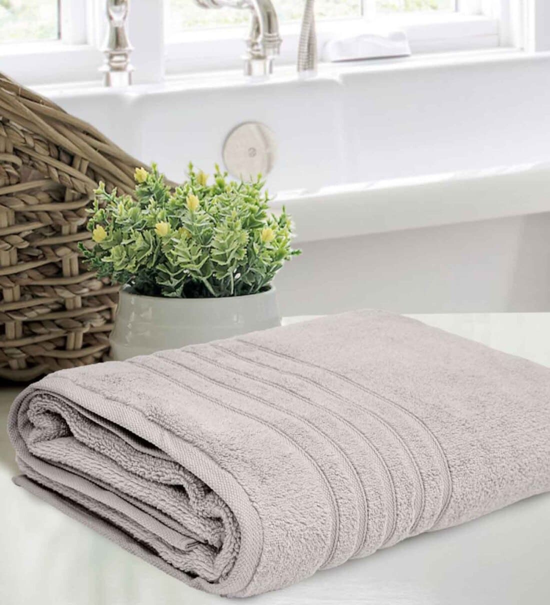 brown and gray bath towels