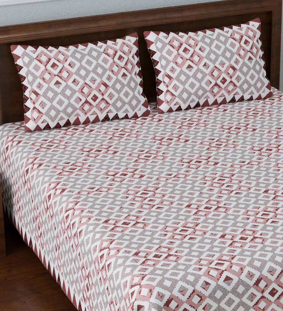 Buy Brown Abstract 108 TC King Size Cotton Bedsheet By Poorak Online
