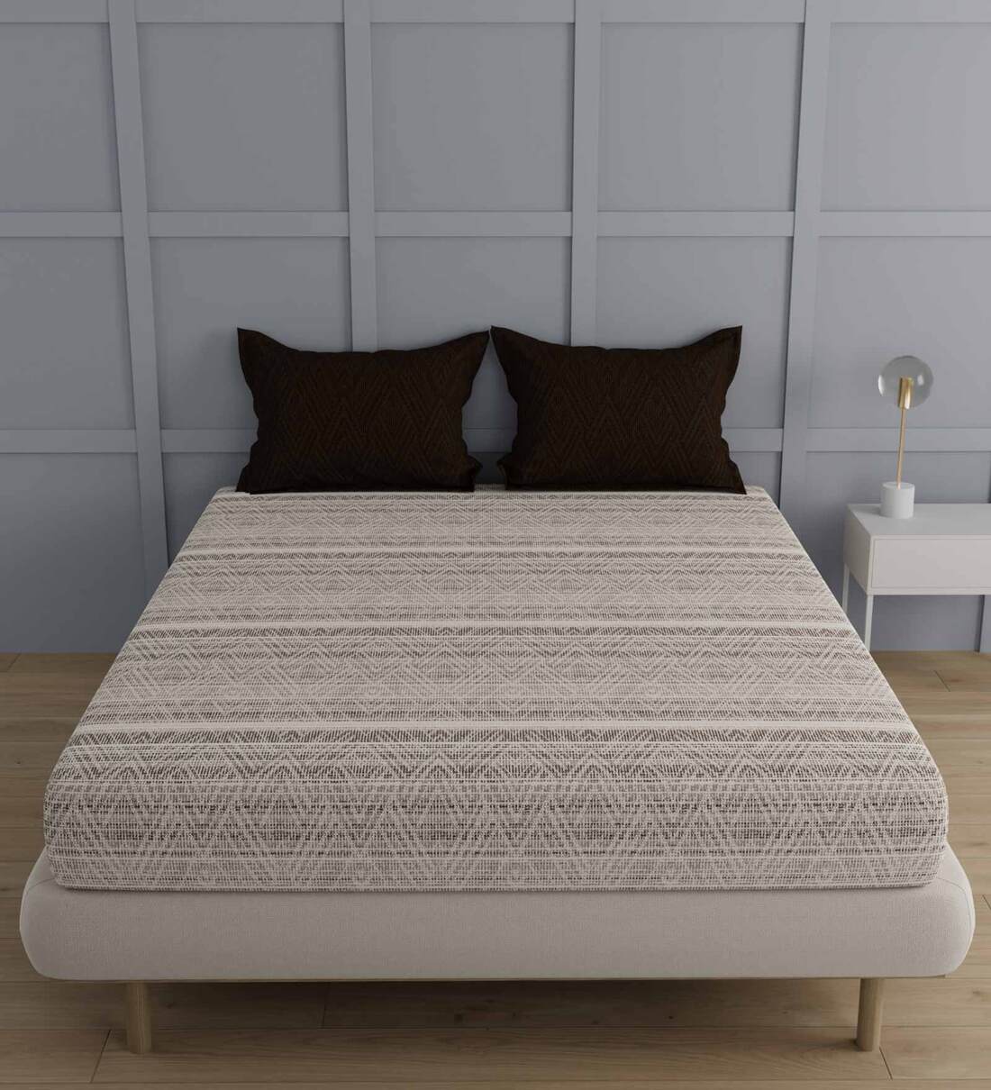 Buy Brown Abstract 210 TC Cotton King Sized Bed Sheets with 2 Pillow