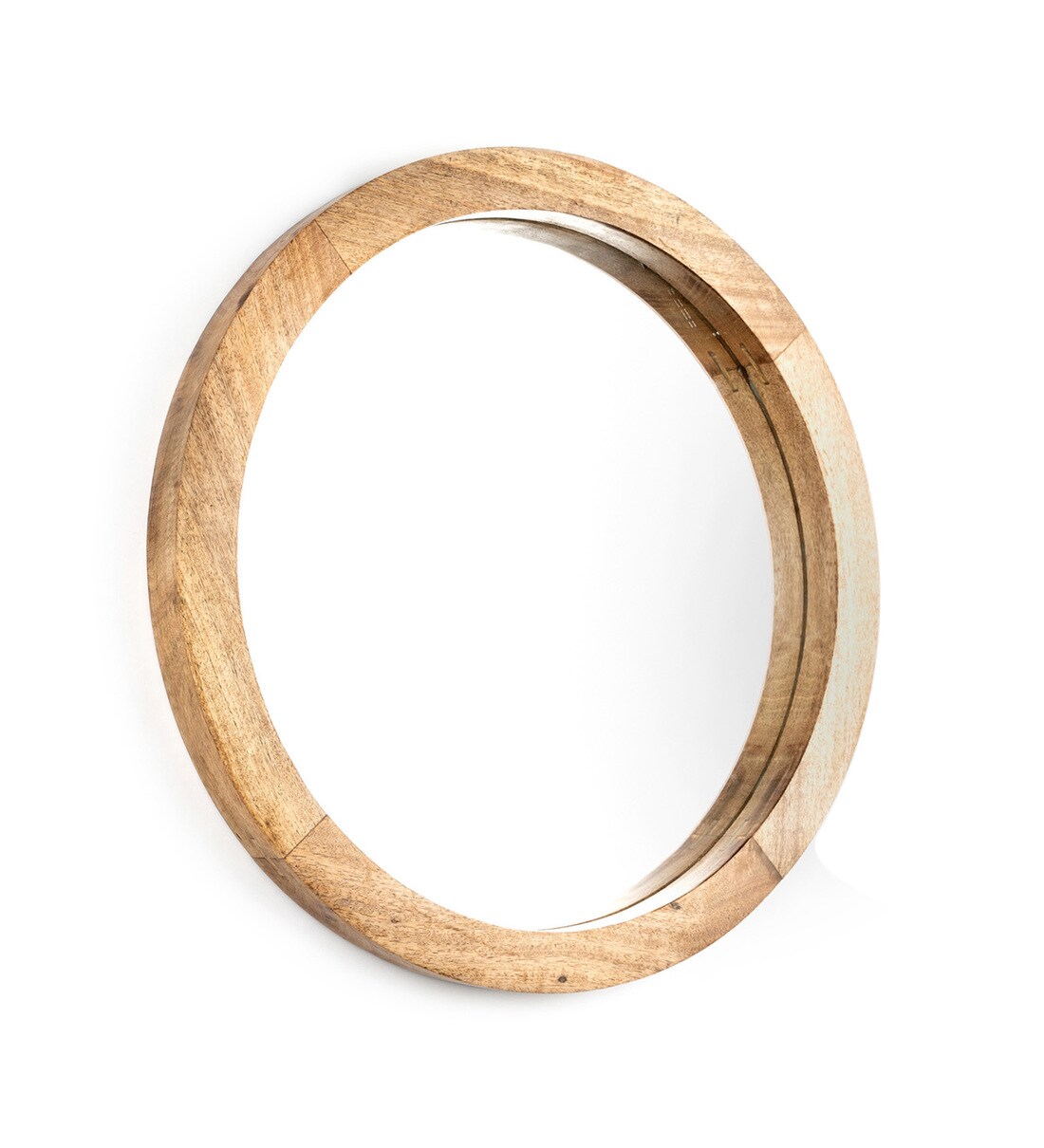 Buy Mango Wood Round Wall Mirror in Brown colour by THINK ARTLY Online
