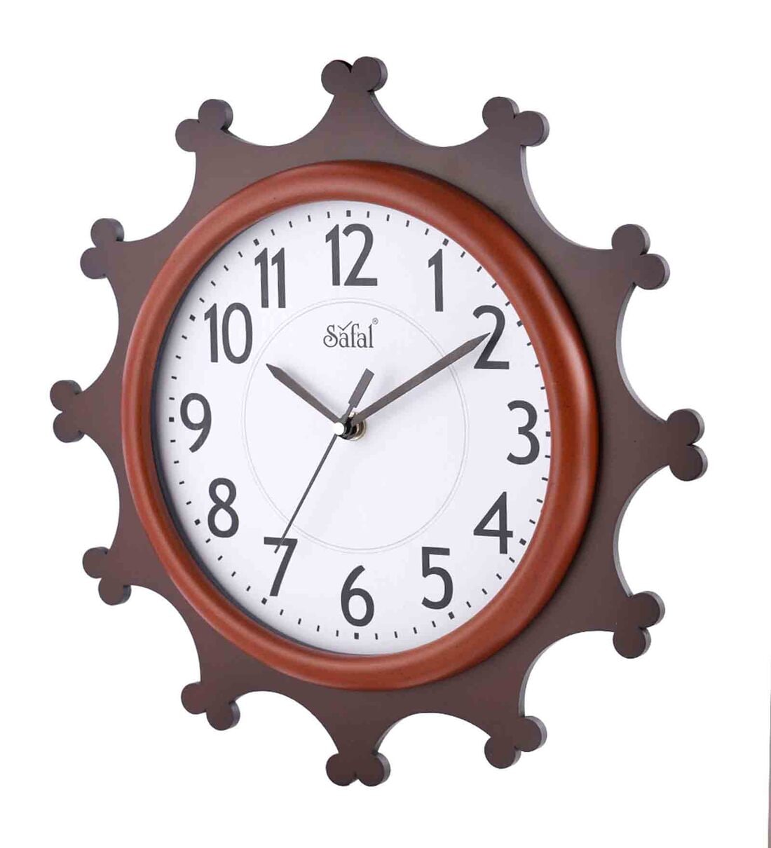 Buy Brown And Tan Wooden Silent Sweep Mechanism Wall Clock By Safal