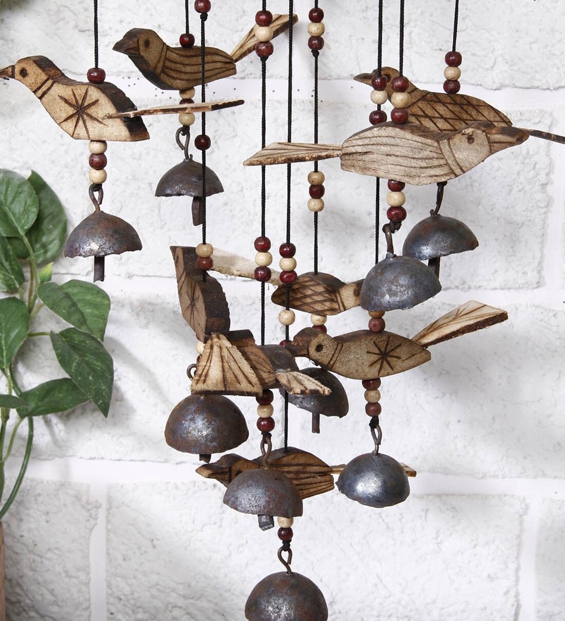 Buy Brown Bamboo Bird Wind Chime by Unravel India Online Wind Chimes
