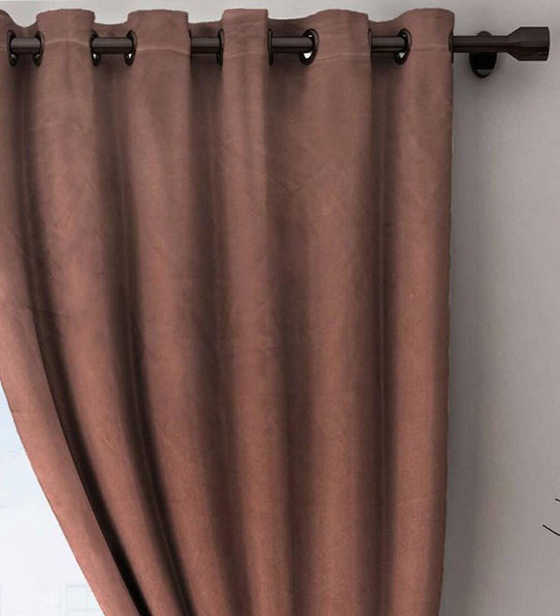 Buy Brown Blackout Polyester 9 Feet Eyelet Long Door Curtain by
