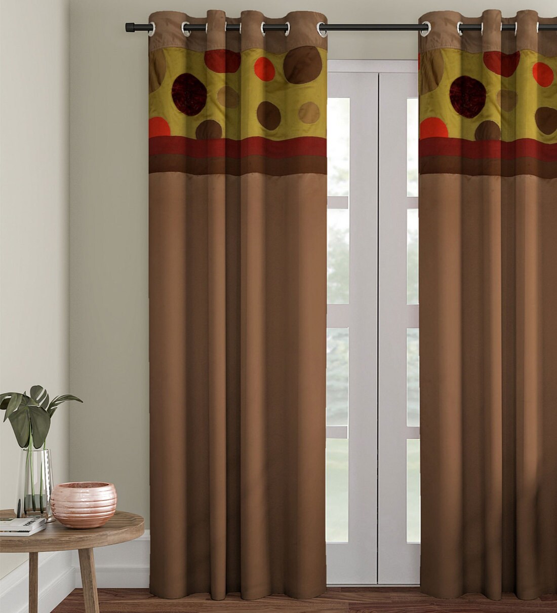 Buy Satin Blackout 9 Feet Eyelet Door Curtain by Eyda Online - Solid